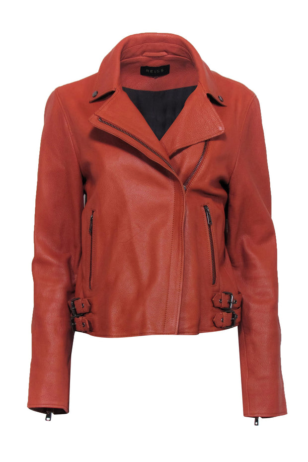 Current Boutique-Reiss - Tan Pebbled Lamb Leather Moto Jacket Sz 8