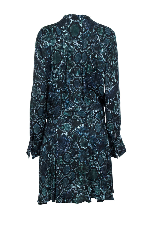 green emerald velvet dress 2Pcs Green Snake Print Maxi Dress Set main image 0
