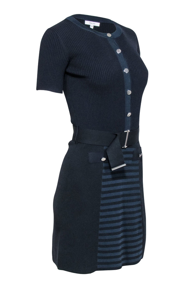 Current Boutique-Reiss - Black & Navy Ribbed Knit Dress Sz XS