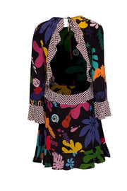 RIXO - Black & Multi Color Graphic Print Silk Dress Sz L RIXO - Black & Multi Color Graphic Print Silk Dress Sz L