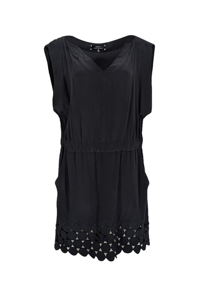 black dress with circle cut out MONOT One Shoulder Circle Cut Out Mini Dress 2 / Black