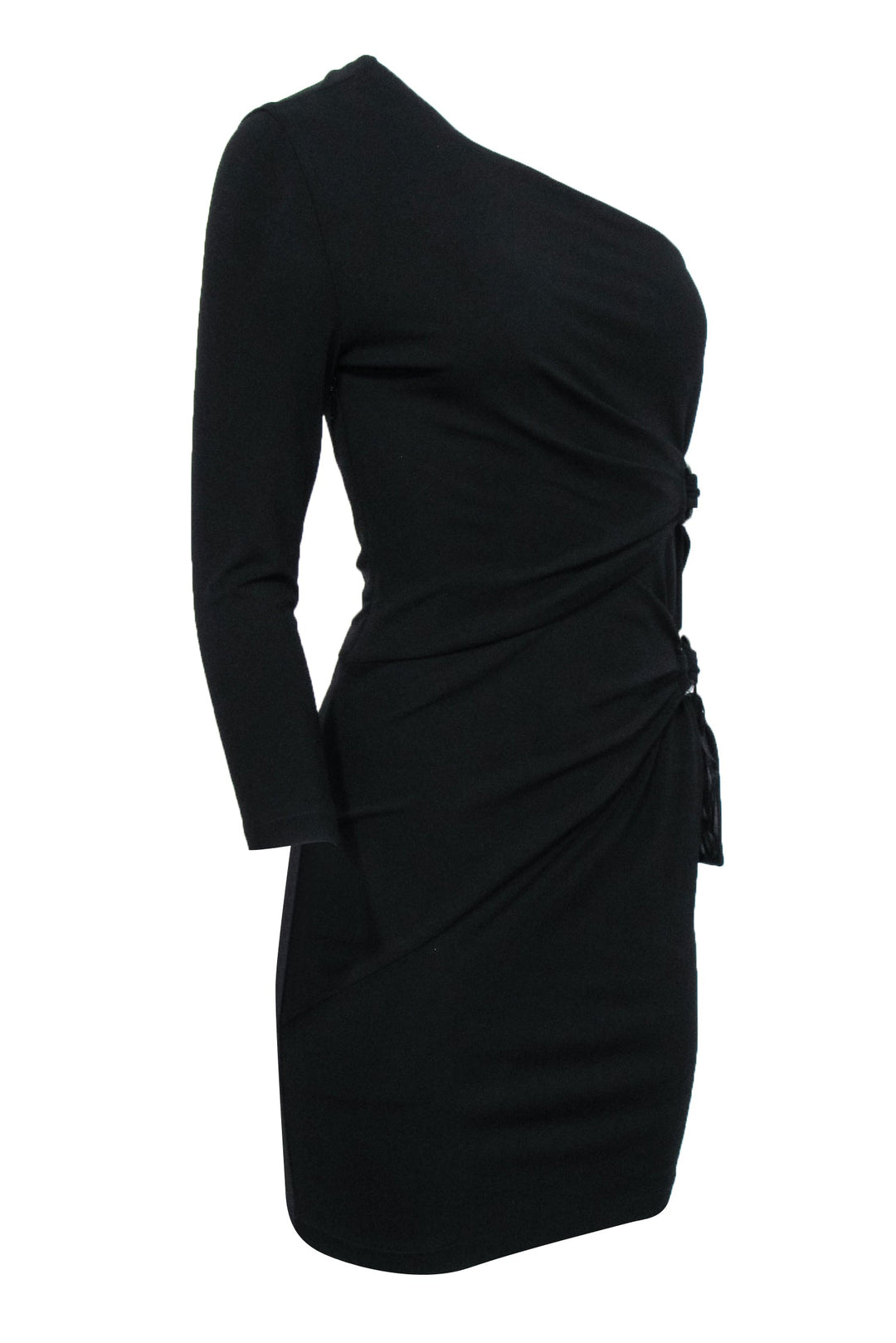 one shoulder buckle dress Lady Black Tie - Miranda Gown - One Shoulder Soft Satin A-line Dress