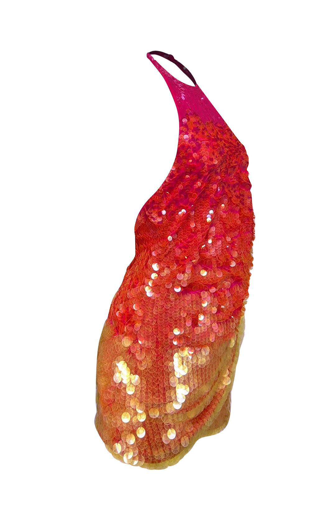 Ronny Kobo - Pink, Orange, & Yellow Ombre Sequin Halter Dress Sz S