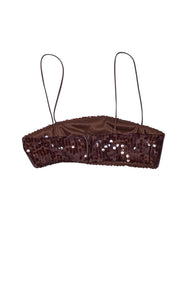 Ronny Kobo - Brown Sequin "Syd" Crop Top Sz XS - Current Boutique