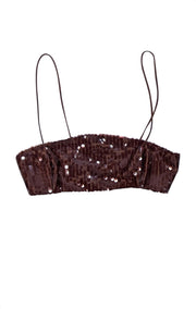 Ronny Kobo - Brown Sequin "Syd" Crop Top Sz XS - Current Boutique