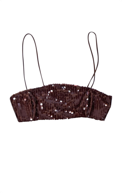 Ronny Kobo - Brown Sequin "Syd" Crop Top Sz XS - Current Boutique