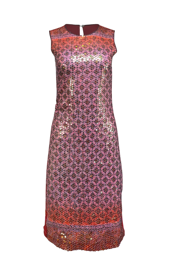 Rozae Nichols - Red & Pink Sequin Sleeveless Dress Sz S