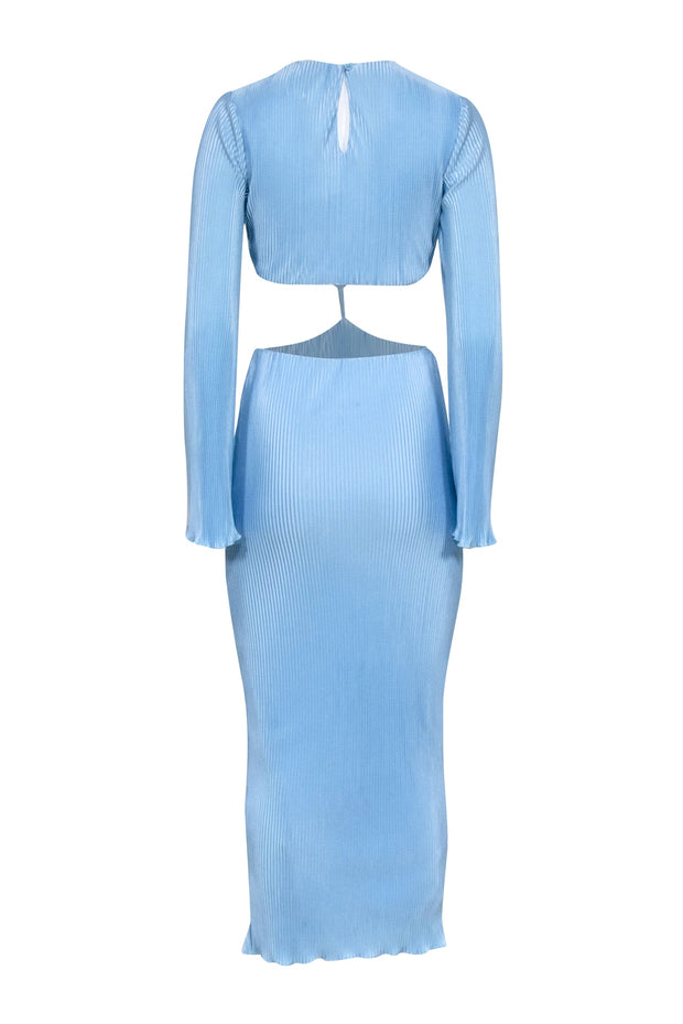 Runaway The Label - Light Blue Satin Micro Pleated Mid Cutout Maxi Dre Runaway The Label - Light Blue Satin Micro Pleated Mid Cutout Maxi Dre