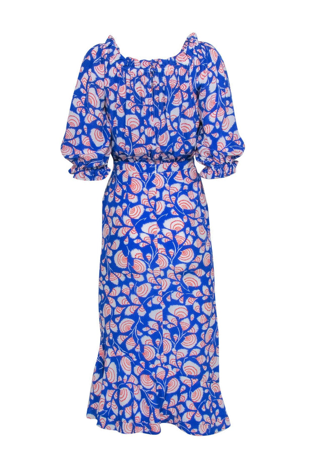 saloni off the shoulder dress SALONI Off-the-shoulder polka-dot silk crepe de chine midi dress