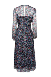 Current Boutique-Saloni - Blue Multicolor Floral Long Sleeve Maxi Dress Sz 6