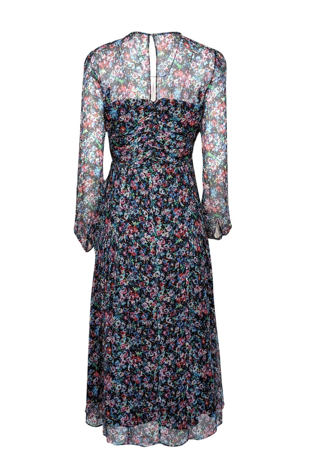 Current Boutique-Saloni - Blue Multicolor Floral Long Sleeve Maxi Dress Sz 6
