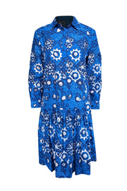 Current Boutique-Saloni - Blue & White Print Cotton Shift Dress Sz 8