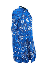 Current Boutique-Saloni - Blue & White Print Cotton Shift Dress Sz 8