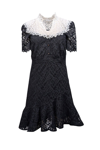Sandro - Black Lace w/ White Wide Lace Collar Dress Sz 4 Sandro - Black Lace w/ White Wide Lace Collar Dress Sz 4