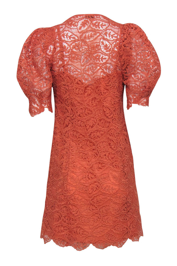Sandro - Orange Lace Mini Short Sleeve Button Front Dress Sz 6 Sandro - Orange Lace Mini Short Sleeve Button Front Dress Sz 6