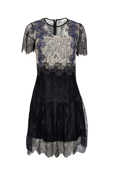 Sandro - Black, Ivory, & Blue Lace Mini Dress Sz 8 Sandro - Black, Ivory, & Blue Lace Mini Dress Sz 8