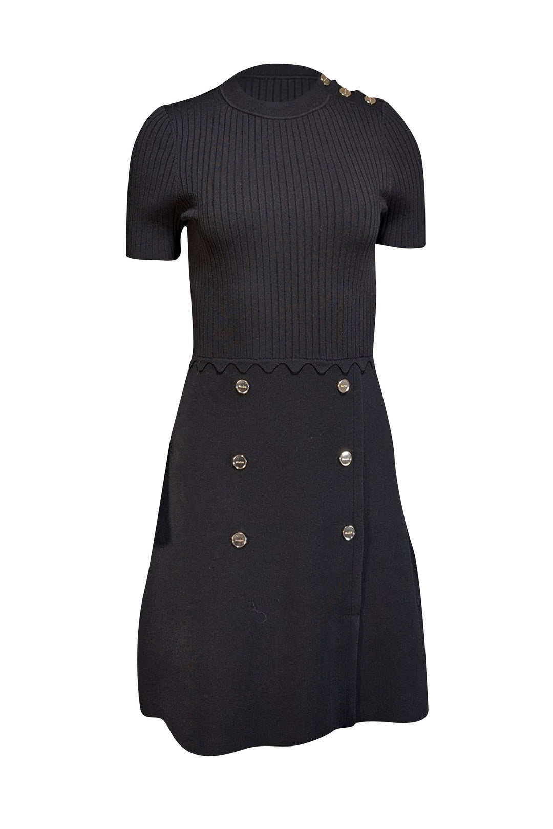 Sandro - Black Ribbed Knit Short Sleeve Dress Sz 4 Sandro - Black Ribbed Knit Short Sleeve Dress Sz 4
