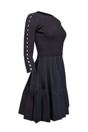 Sandro - Navy Ribbed Knit Dress w/ Pleated Skirt Sz 4 Sandro - Navy Ribbed Knit Dress w/ Pleated Skirt Sz 4