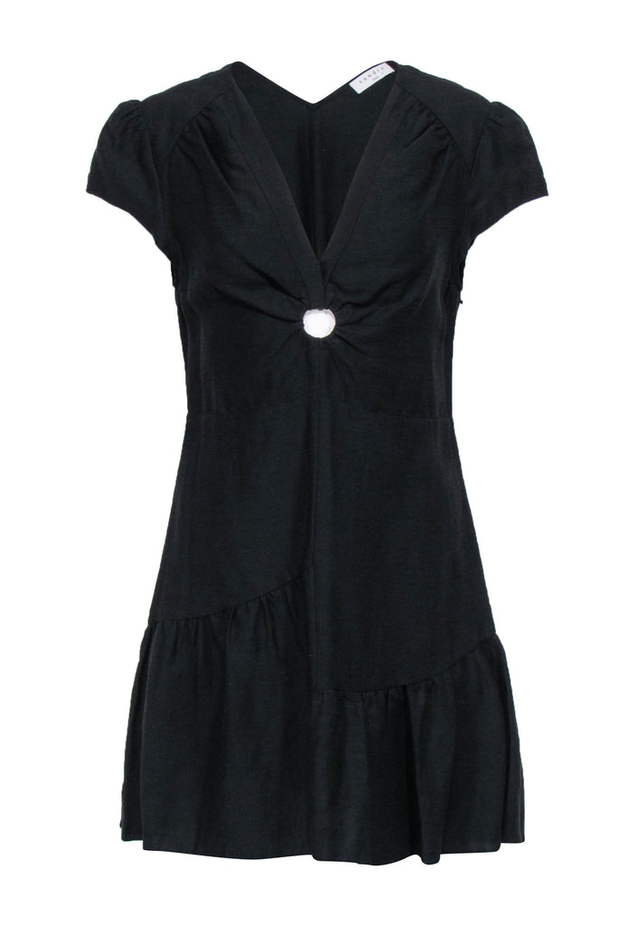 Sandro - Black Linen Blend O Ring Dress Sz 8