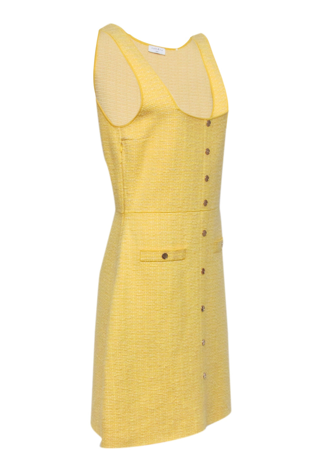 yellow tweed dress Sandro
