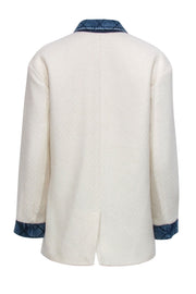 Current Boutique-Sandro - Ivory Tweed Jacket w/ Denim Inserts Sz 6