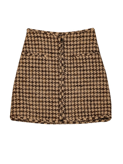 Sandro - Cream & Brown Tweed Skirt Sz 4 - Current Boutique