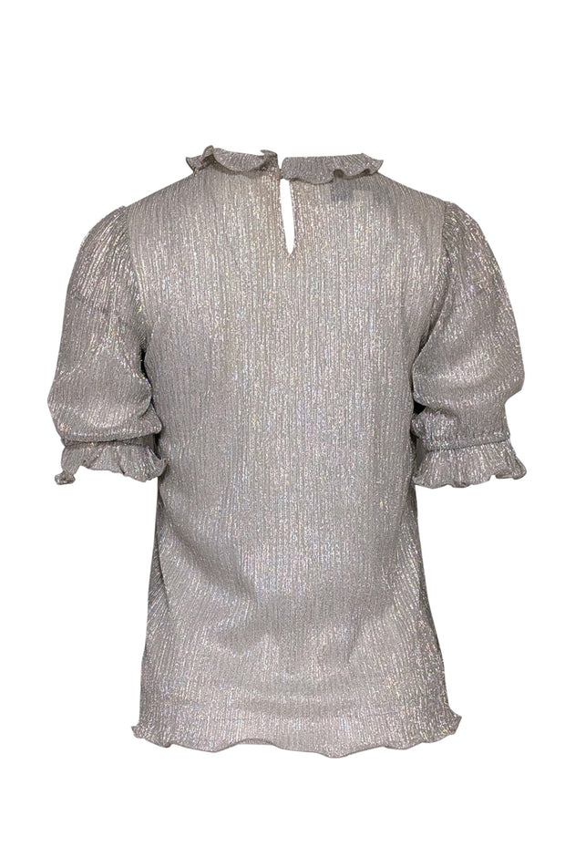 Current Boutique-Sara Campbell - Beige w/ Metallic & Ruffle Details Top Sz S