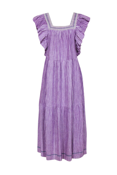 Saylor - Purple Striped Cotton Midi Dress Sz L Saylor - Purple Striped Cotton Midi Dress Sz L