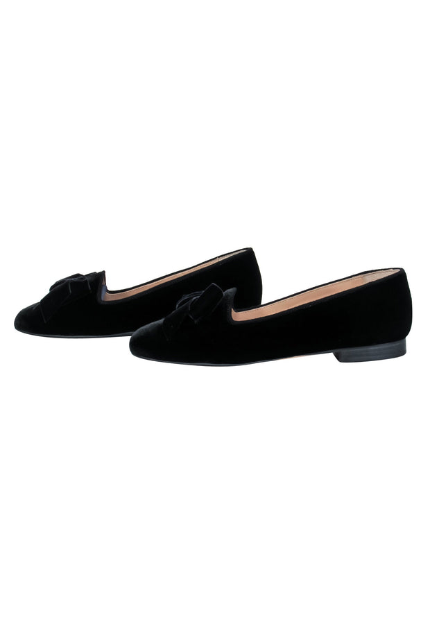 Current Boutique-Scarosso - Black Velvet Loafers w/ Bow Accent Sz 8.5