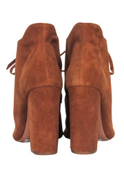 Current Boutique-Schutz - Tan Suede Lace Up Peep Toe Booties Sz 8
