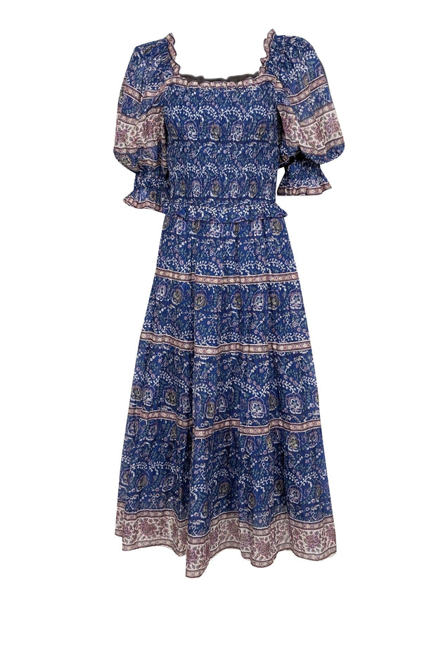 chinese dress ladies Dahlia' Navy Floral Paisley Maxi Dress – bluebelleandco main image 1