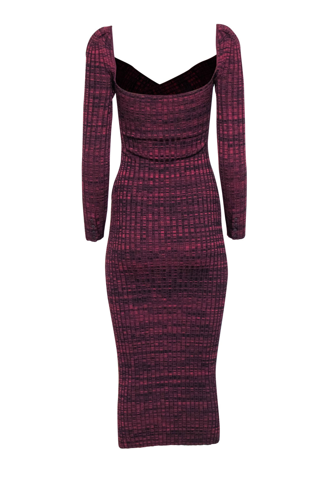 blue dress for baby girl Self-Portrait - Maroon & Black Rib Knit Dress w/ Buttoned Slit Sz XS