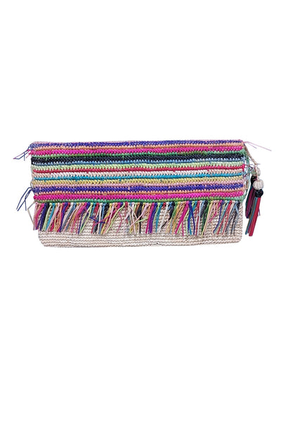 Current Boutique-Sensi Studio - Beige & Multi Color Raffia Clutch