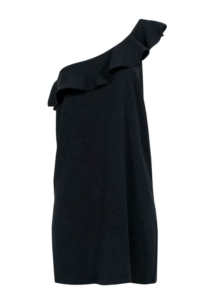 Sezane - Black One Shoulder Ruffle Dress Sz 10 Sezane - Black One Shoulder Ruffle Dress Sz 10
