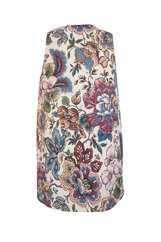 Sezane - Beige & Multi Color Floral Tapestry "Samia" Dress Sz 10 - Current Boutique