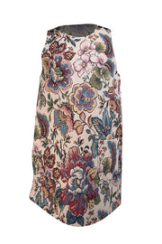 Sezane - Beige & Multi Color Floral Tapestry "Samia" Dress Sz 10 - Current Boutique