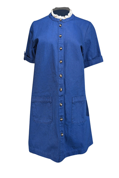 Sezane - Blue Denim "Alwena" Dress Sz 10 - Current Boutique