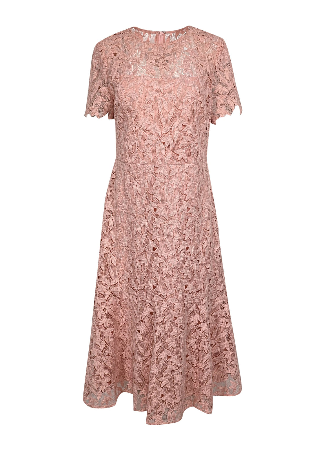 Shoshanna - Pink Embroidered Lace Short Sleeve Midi Dress Sz 12 Shoshanna - Pink Embroidered Lace Short Sleeve Midi Dress Sz 12
