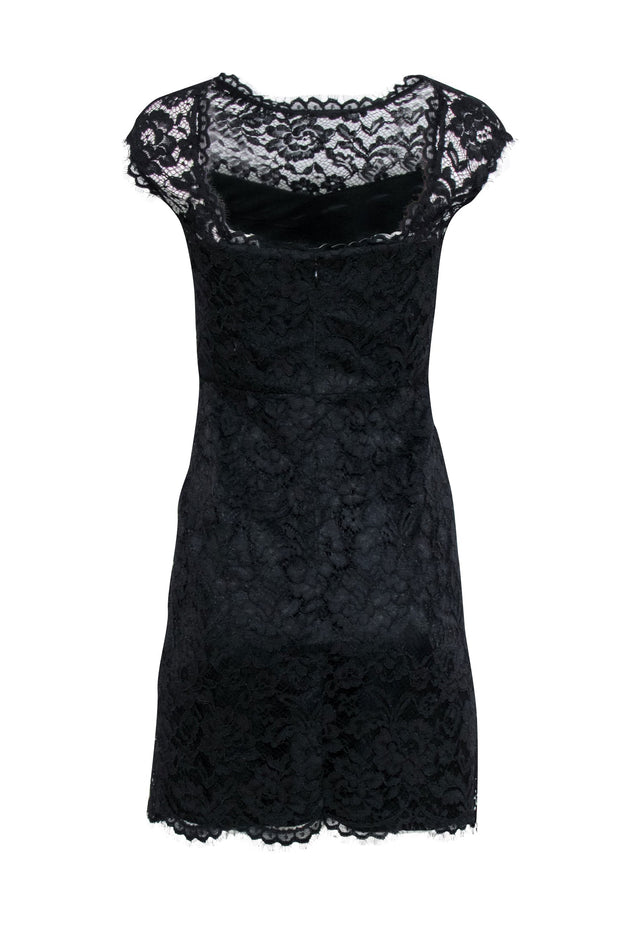 Shoshanna - Black Lace Scopp Back Cap Sleeve Dress Sz 2 Shoshanna - Black Lace Scopp Back Cap Sleeve Dress Sz 2