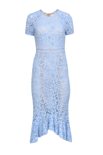 Shoshanna - Light Blue Lace Short Sleeve Fit & Flare Dress Sz 4 Shoshanna - Light Blue Lace Short Sleeve Fit & Flare Dress Sz 4