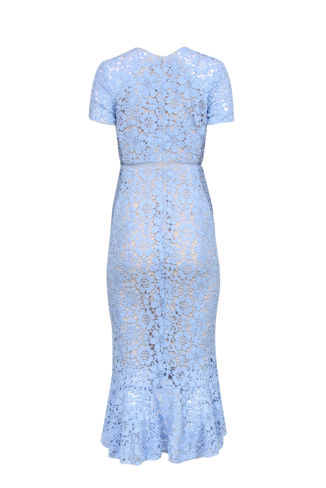Shoshanna - Light Blue Lace Short Sleeve Fit & Flare Dress Sz 4 Shoshanna - Light Blue Lace Short Sleeve Fit & Flare Dress Sz 4