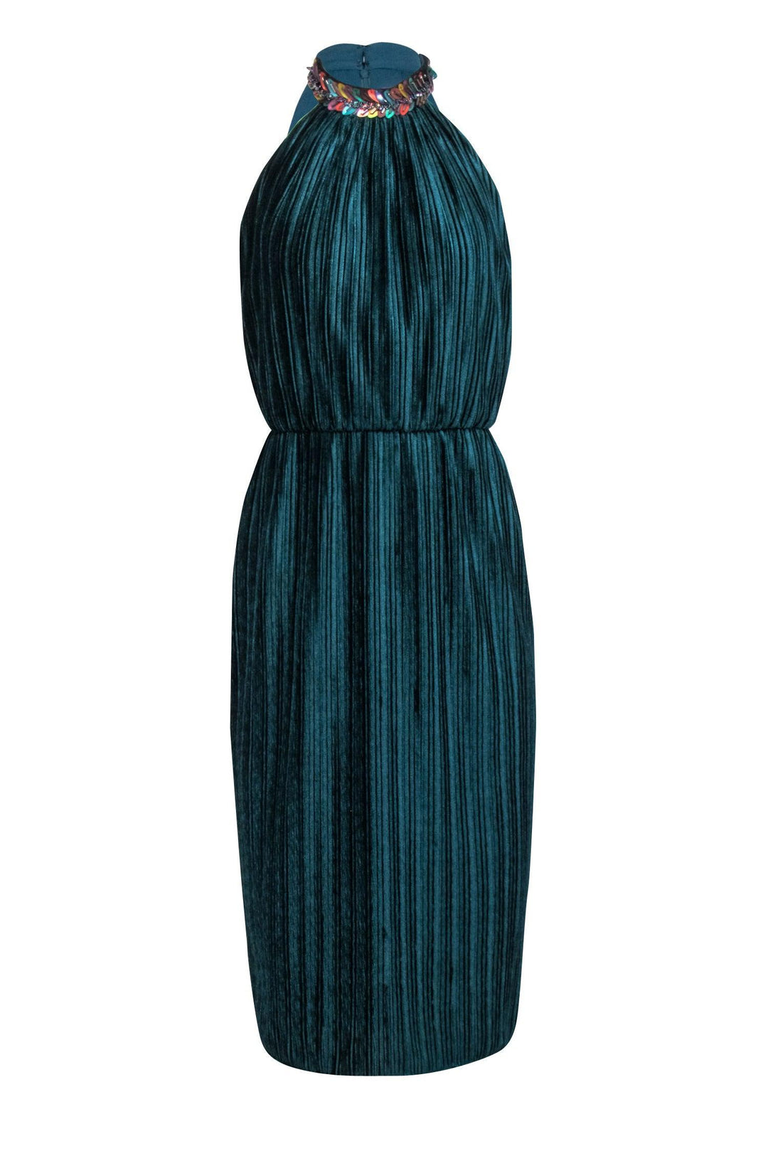 Shoshanna - Teal Velvet Pleated Sleeveless Dress Sz 6P Shoshanna - Teal Velvet Pleated Sleeveless Dress Sz 6P