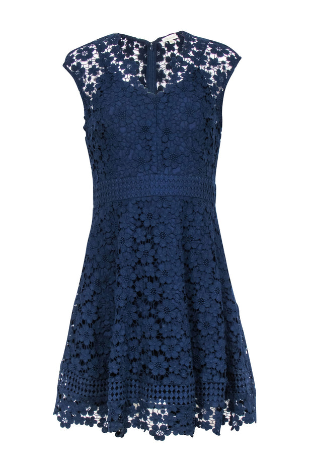 Shoshanna Navy Floral Eyelet Lace Fit Flare Dress Sz