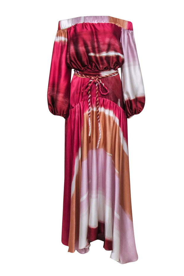 Silvia Tcherassi - Red, Pink, & White Water Color Print Formal Dress S Silvia Tcherassi - Red, Pink, & White Water Color Print Formal Dress S