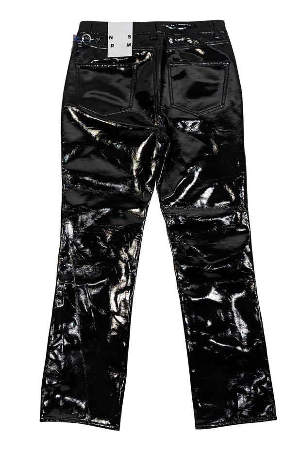Simon Miller - Black Patent Faux Leather Straight Leg Pants Sz 8 - Current Boutique