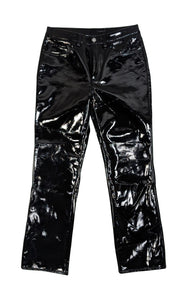 Simon Miller - Black Patent Faux Leather Straight Leg Pants Sz 8 - Current Boutique