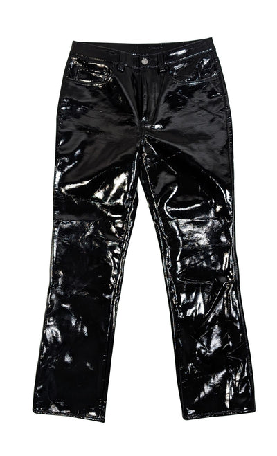 Simon Miller - Black Patent Faux Leather Straight Leg Pants Sz 8 - Current Boutique