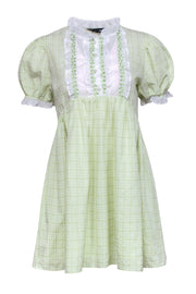 Current Boutique-Sister Jane - Pastel Green Gingham Puff Sleeve Dress Sz M