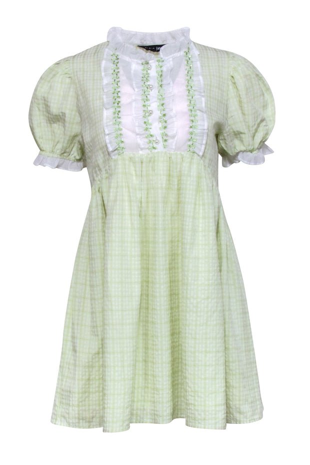 Current Boutique-Sister Jane - Pastel Green Gingham Puff Sleeve Dress Sz M