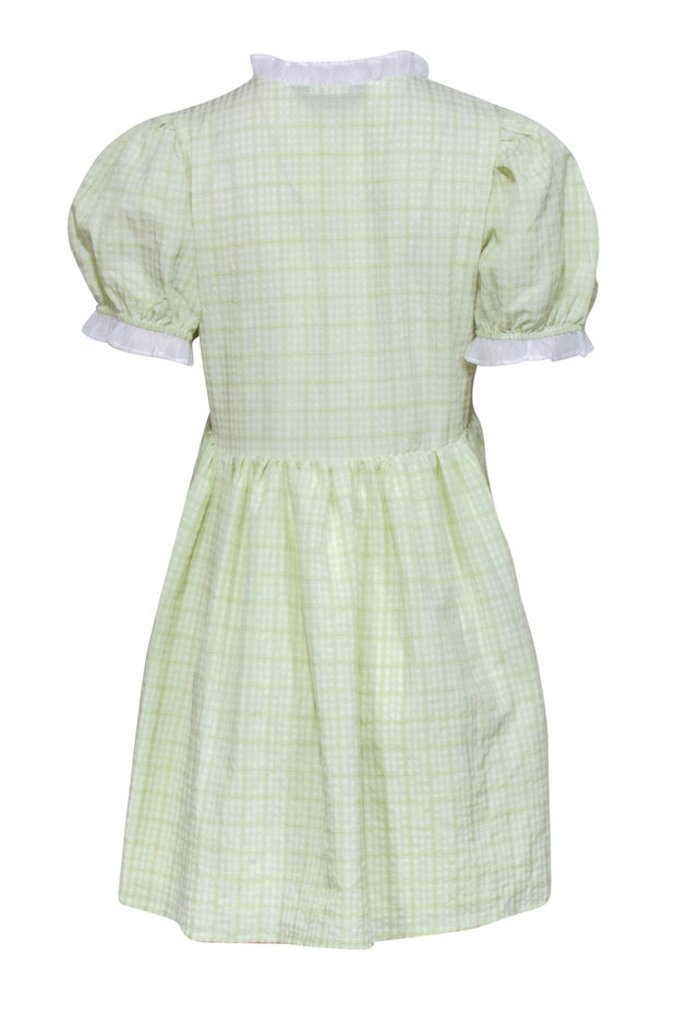 Current Boutique-Sister Jane - Pastel Green Gingham Puff Sleeve Dress Sz M